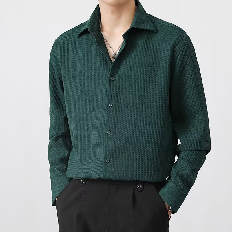 Men's Premium Fabric Button Down Shirt 🔥 Waffle Pattern 🔥 45% Off