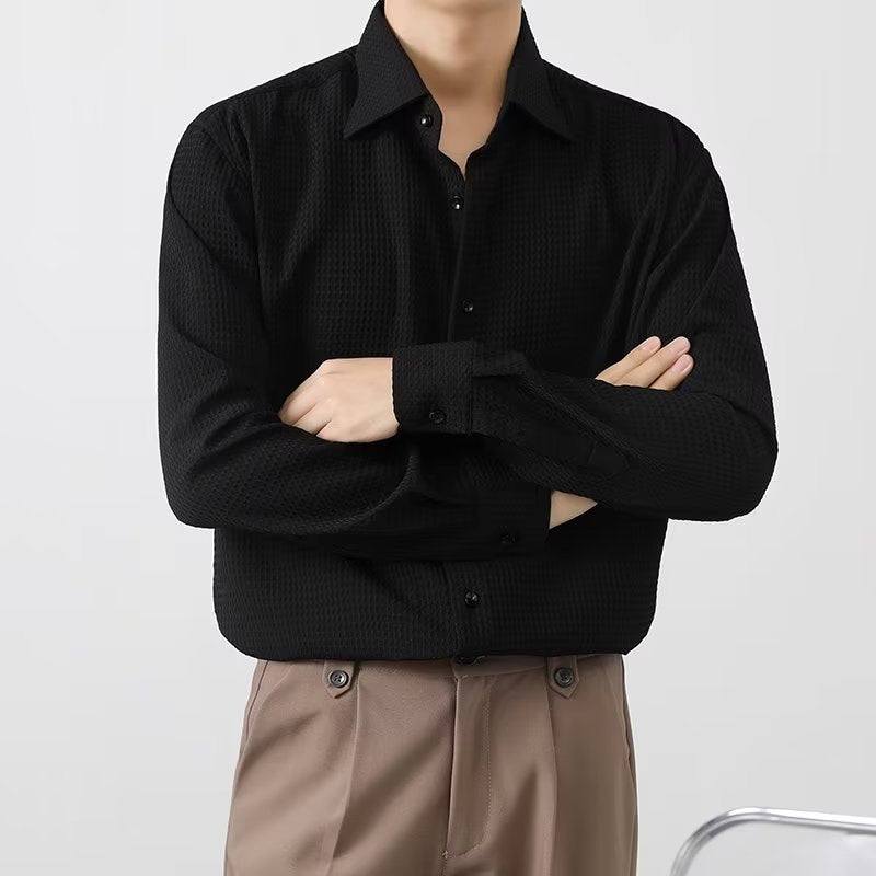 Men's Premium Fabric Button Down Shirt 🔥 Waffle Pattern 🔥 45% Off