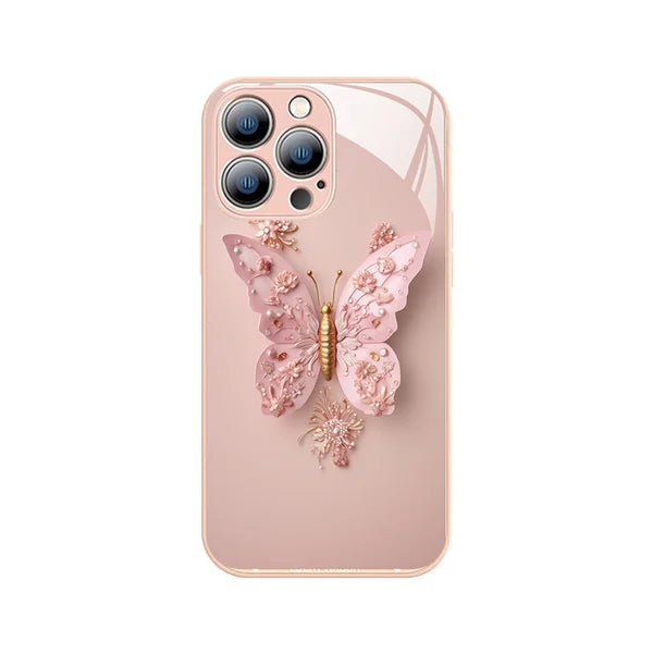 🔥2023 Hot Sale🔥Flat 3D Butterfly Pattern Glass Cover For iPhone