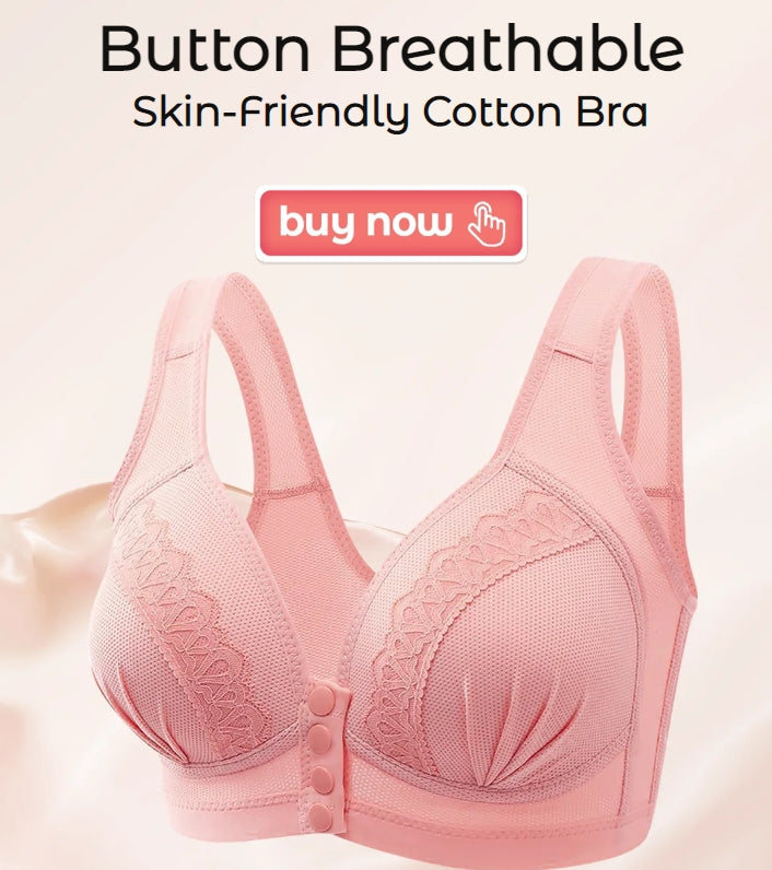 π2025 Front Button Breathable Skin-Friendly Cotton Bra