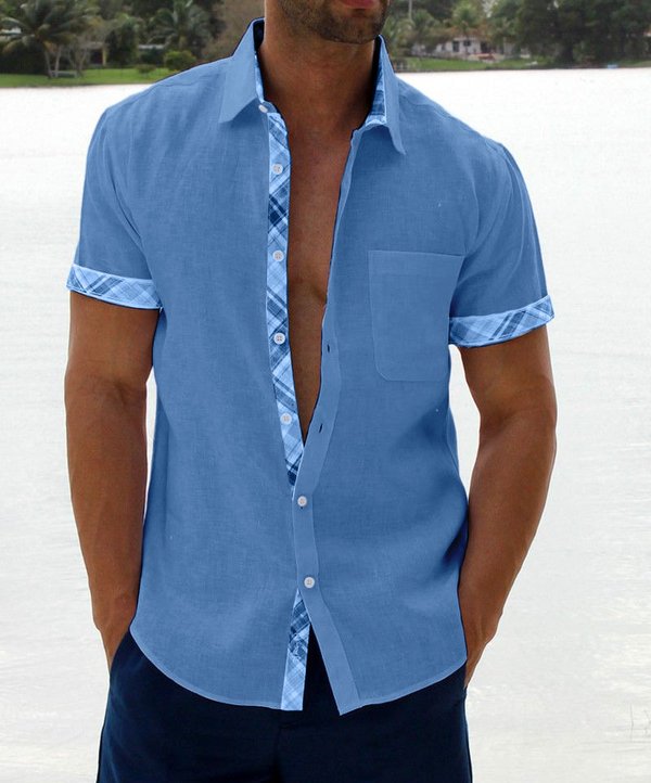 Summer Sale -Men's Casual Plaid Collar Button Shirt