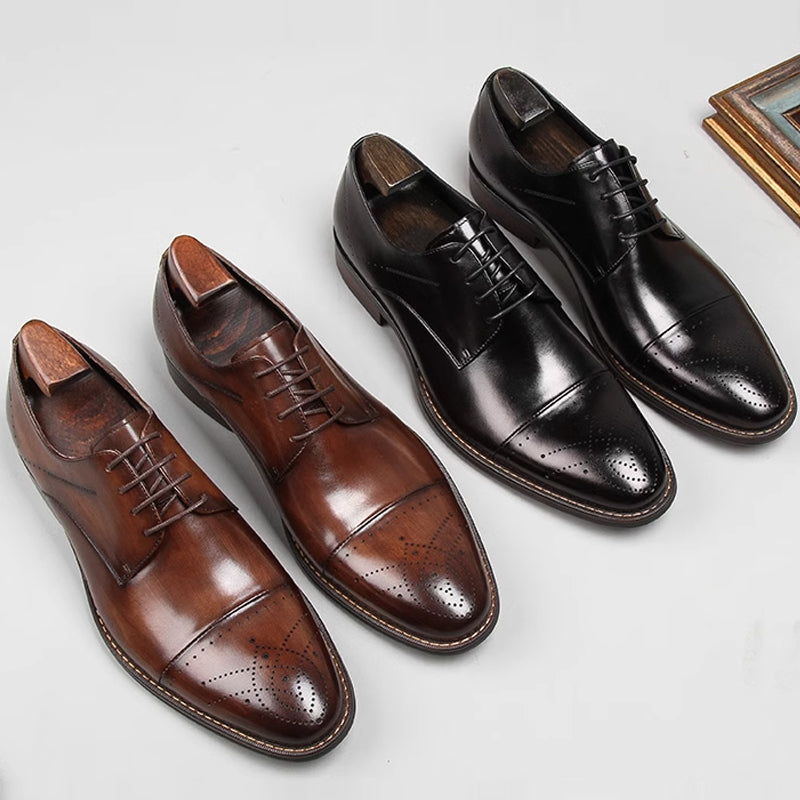 Men's high-end genuine leather exquisite carved leather shoes