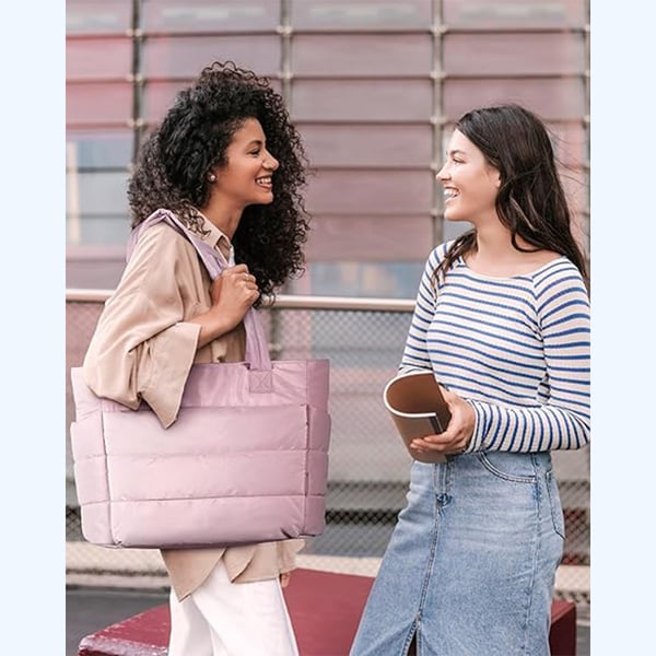 👜Women's Waterproof Bubble Bag 20L Fluffy Tote Bag Quilted Laptop Shoulder Handbag