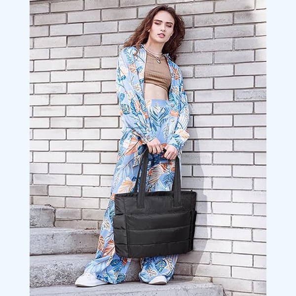👜Women's Waterproof Bubble Bag 20L Fluffy Tote Bag Quilted Laptop Shoulder Handbag