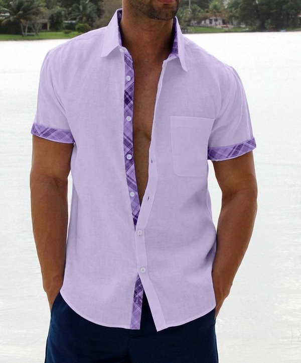 Summer Sale -Men's Casual Plaid Collar Button Shirt