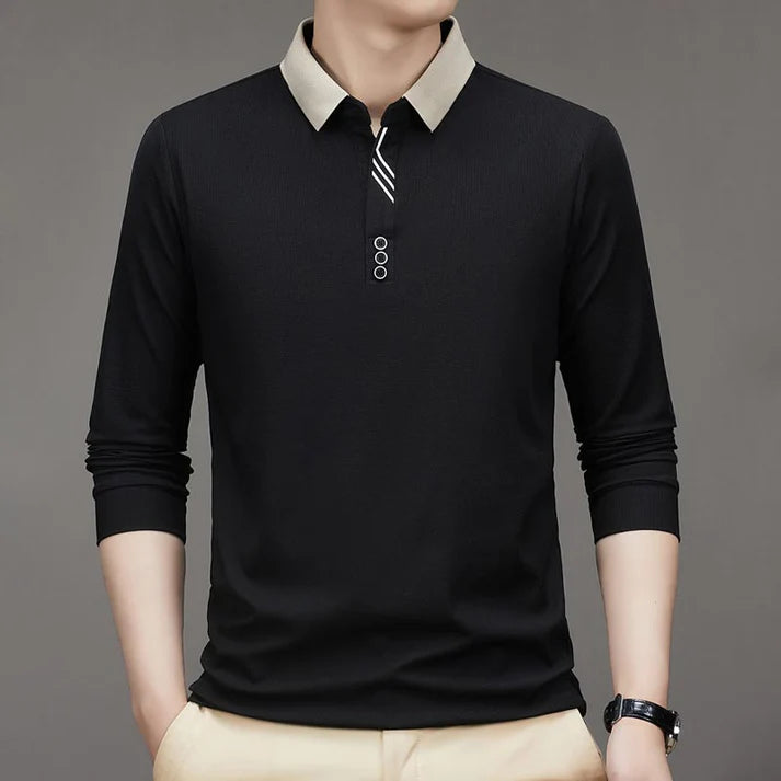 š„Men's Business Casual Solid Color Lapel Base T-shirt
