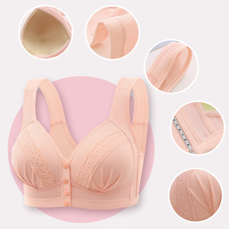 π2025 Front Button Breathable Skin-Friendly Cotton Bra