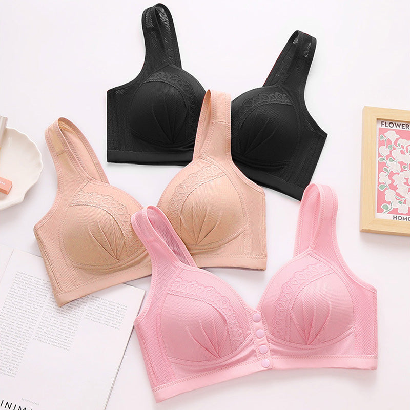 π2025 Front Button Breathable Skin-Friendly Cotton Bra