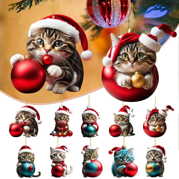 🎄10 piece 😻 Cat Christmas tree ornaments. Hanging cat ornaments