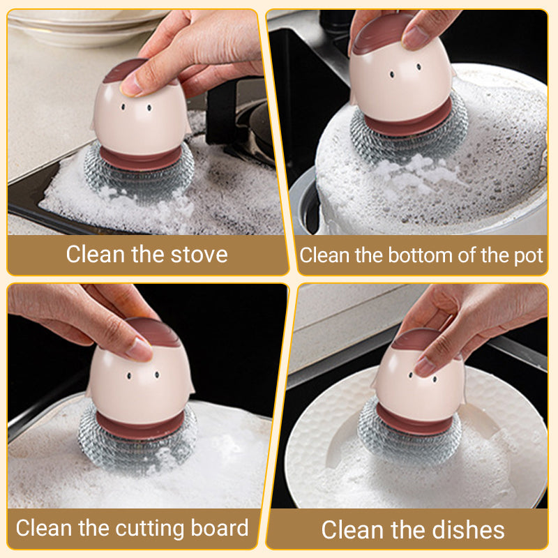 Cute Steel Scrubber with Integrated Detergent Dispenser