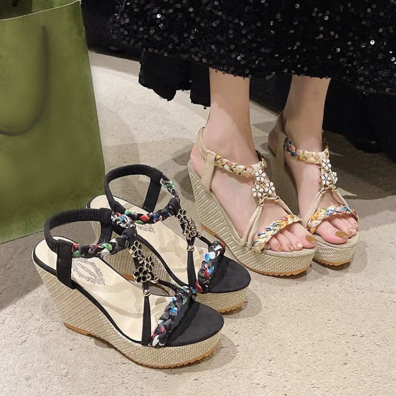 Women's Boho Wedge Pointed Toe Sandals