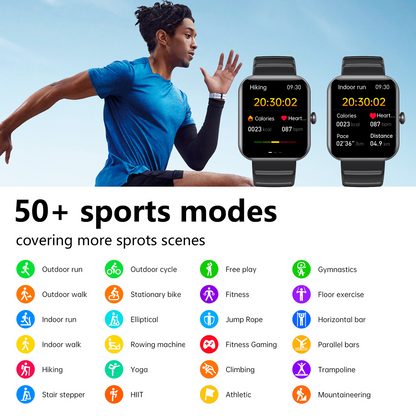 [All day monitoring of heart rate and blood pressure] Bluetooth fashion smartwatch
