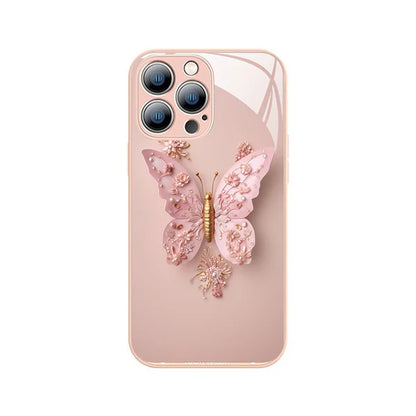 🔥2023 Hot Sale🔥Flat 3D Butterfly Pattern Glass Cover For iPhone