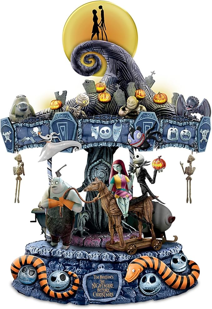 The Nightmare Before Christmas Rotating Musical Carousel Sculpture: Lights Up