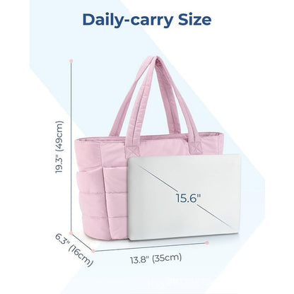 👜Women's Waterproof Bubble Bag 20L Fluffy Tote Bag Quilted Laptop Shoulder Handbag