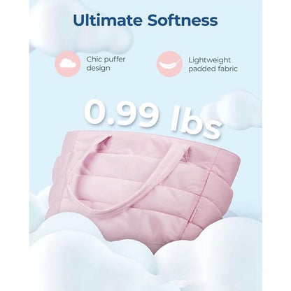 👜Women's Waterproof Bubble Bag 20L Fluffy Tote Bag Quilted Laptop Shoulder Handbag