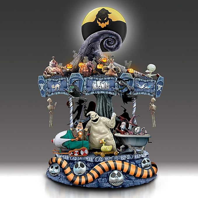 The Nightmare Before Christmas Rotating Musical Carousel Sculpture: Lights Up