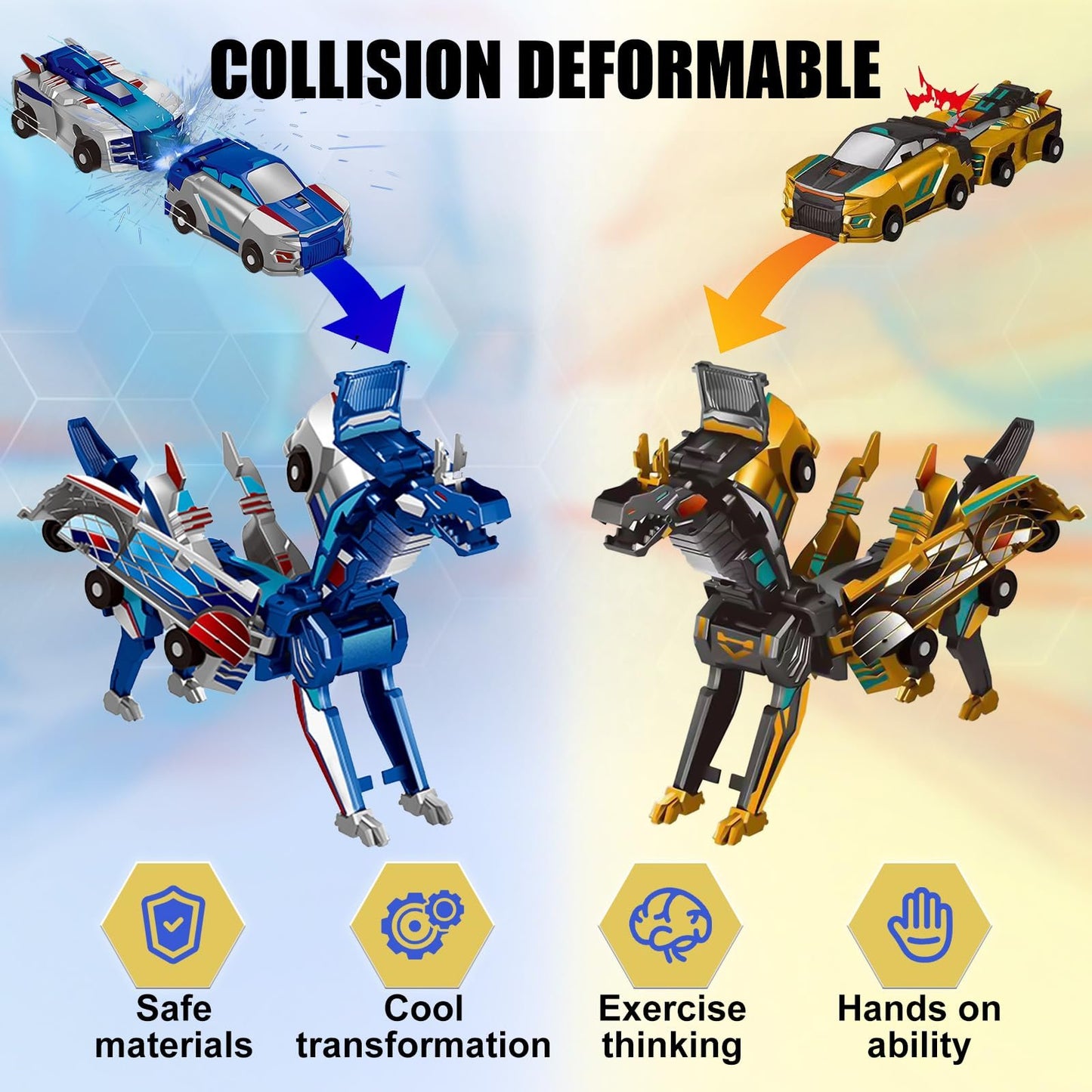 🎁Children's Day Special✨ Collision Transforming Dinosaur Car Toy