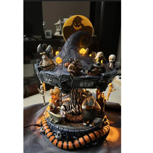 The Nightmare Before Christmas Rotating Musical Carousel Sculpture: Lights Up