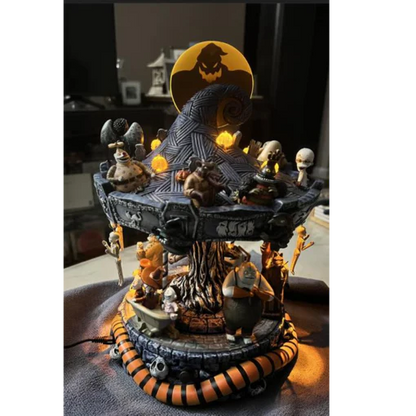 The Nightmare Before Christmas Rotating Musical Carousel Sculpture: Lights Up
