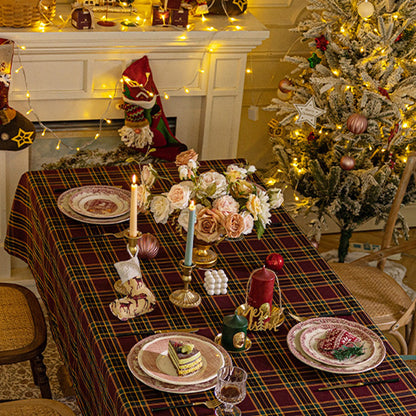 Christmas Atmosphere Green and Red Classic Plaid Tablecloth